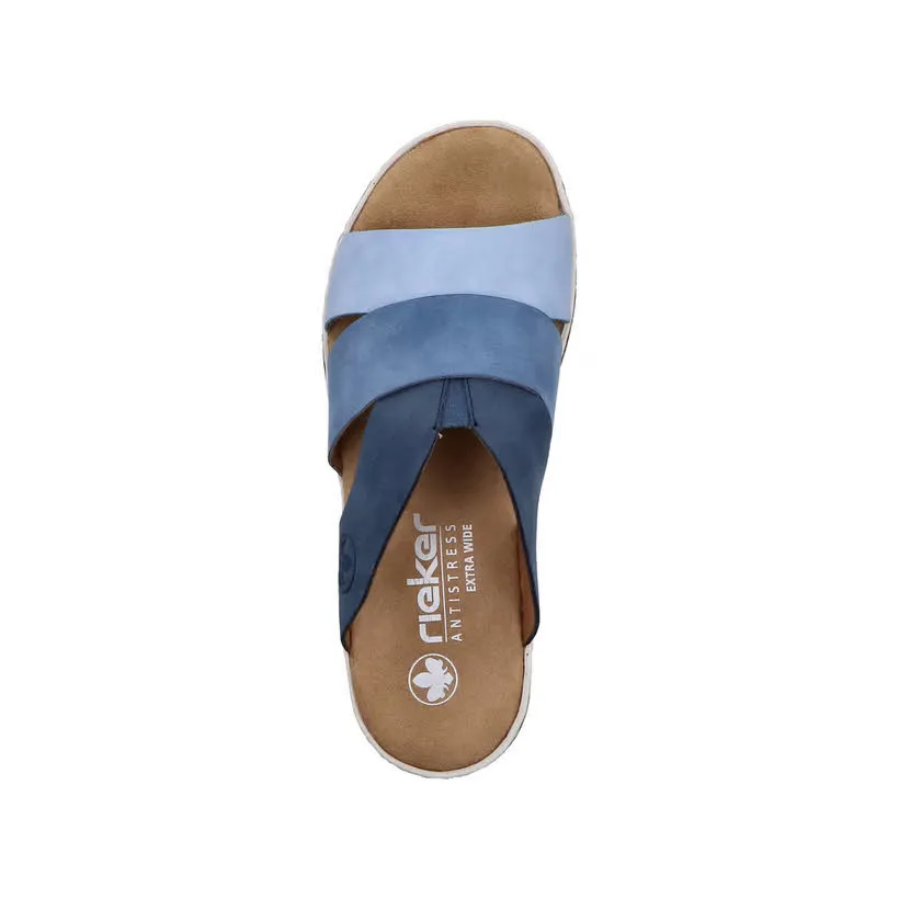 Rieker FSK Damen Sandalen Pantolette blau