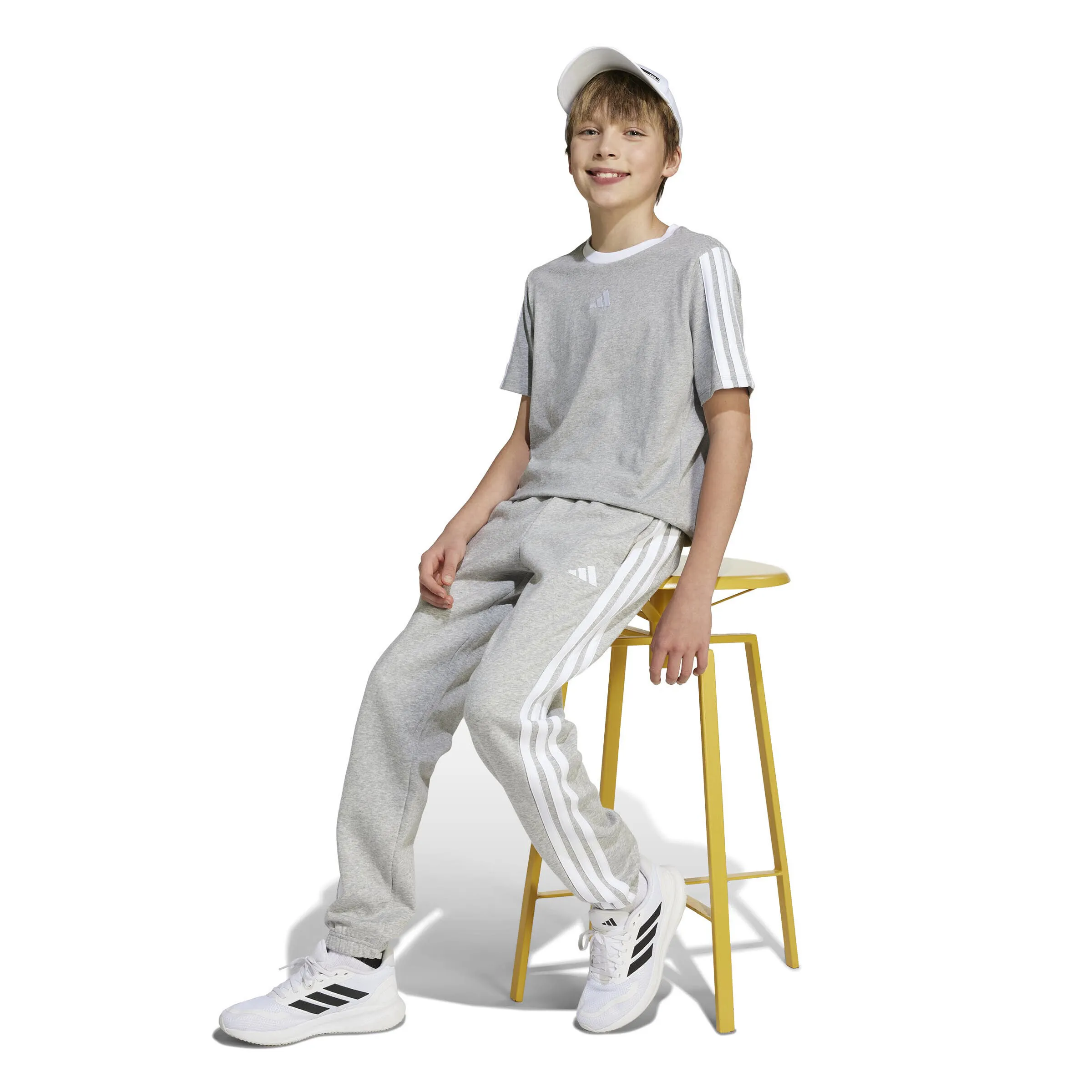 adidas Essentials Kinder Jogginghose grau/weiß