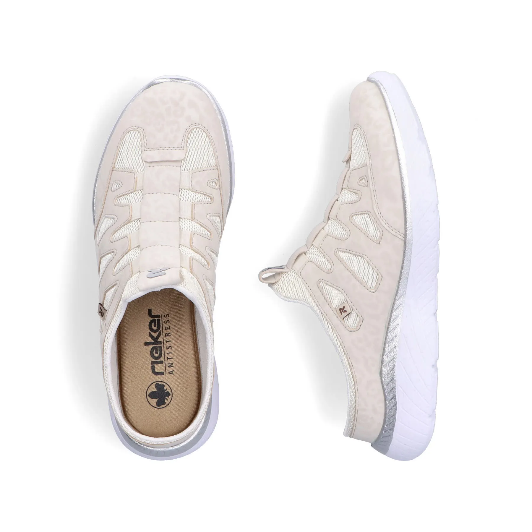 Rieker FSK Damen Halbschuhe Clogs Slipper beige/offwhite