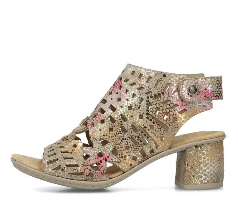 Rieker Damen Sandalen Riemchensandaletten multicolor beige