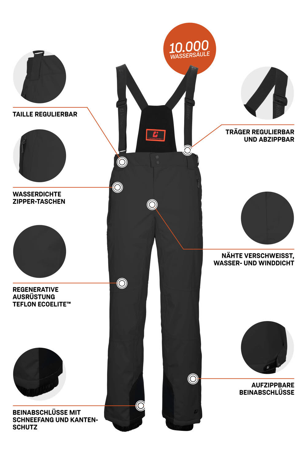 KILLTEC HE KSW 100 SKI PNTS Herren Ski-/Snowboardhose schwarz