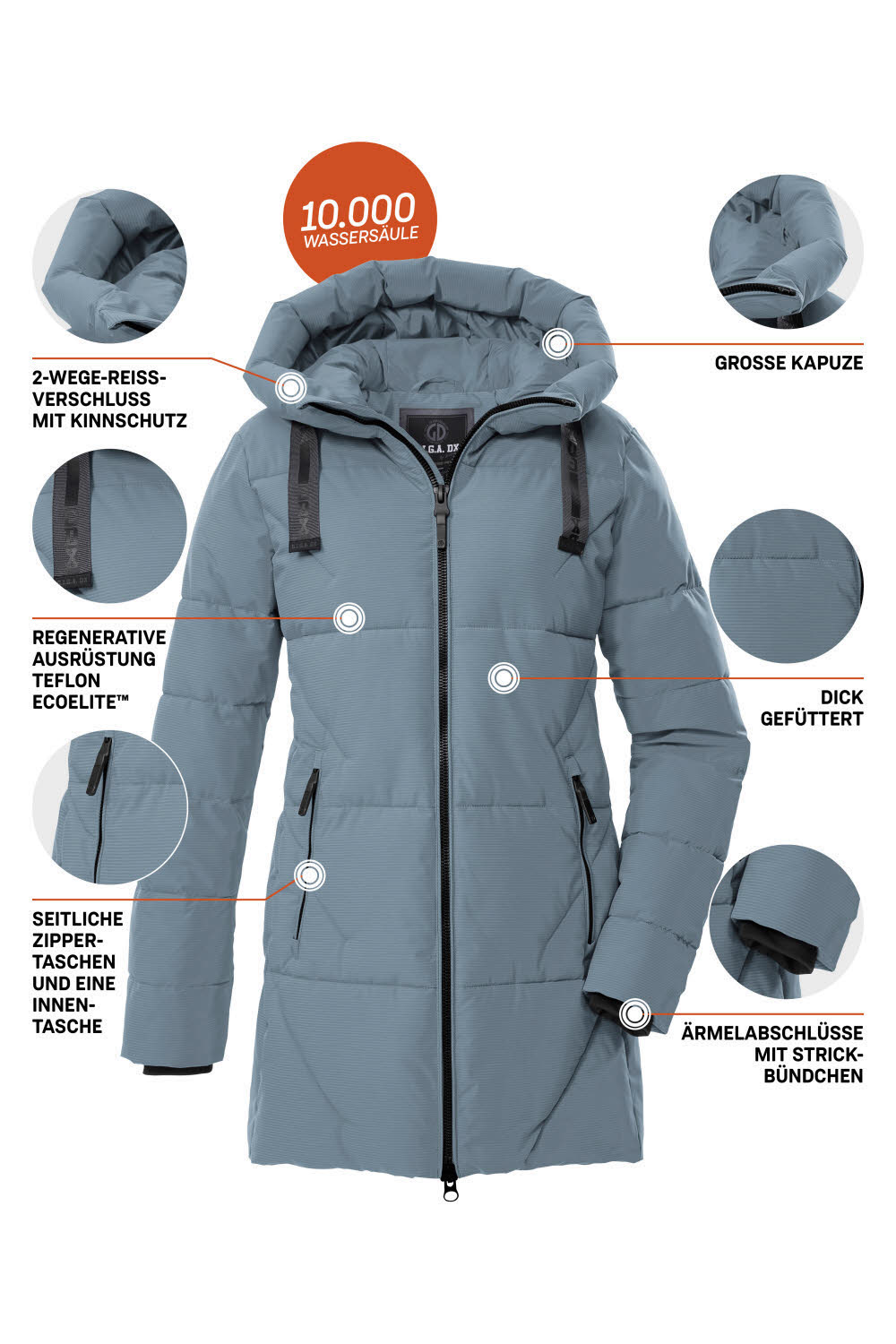 KILLTEC Freizeitmäntel Damen Steppparka foggy ocean