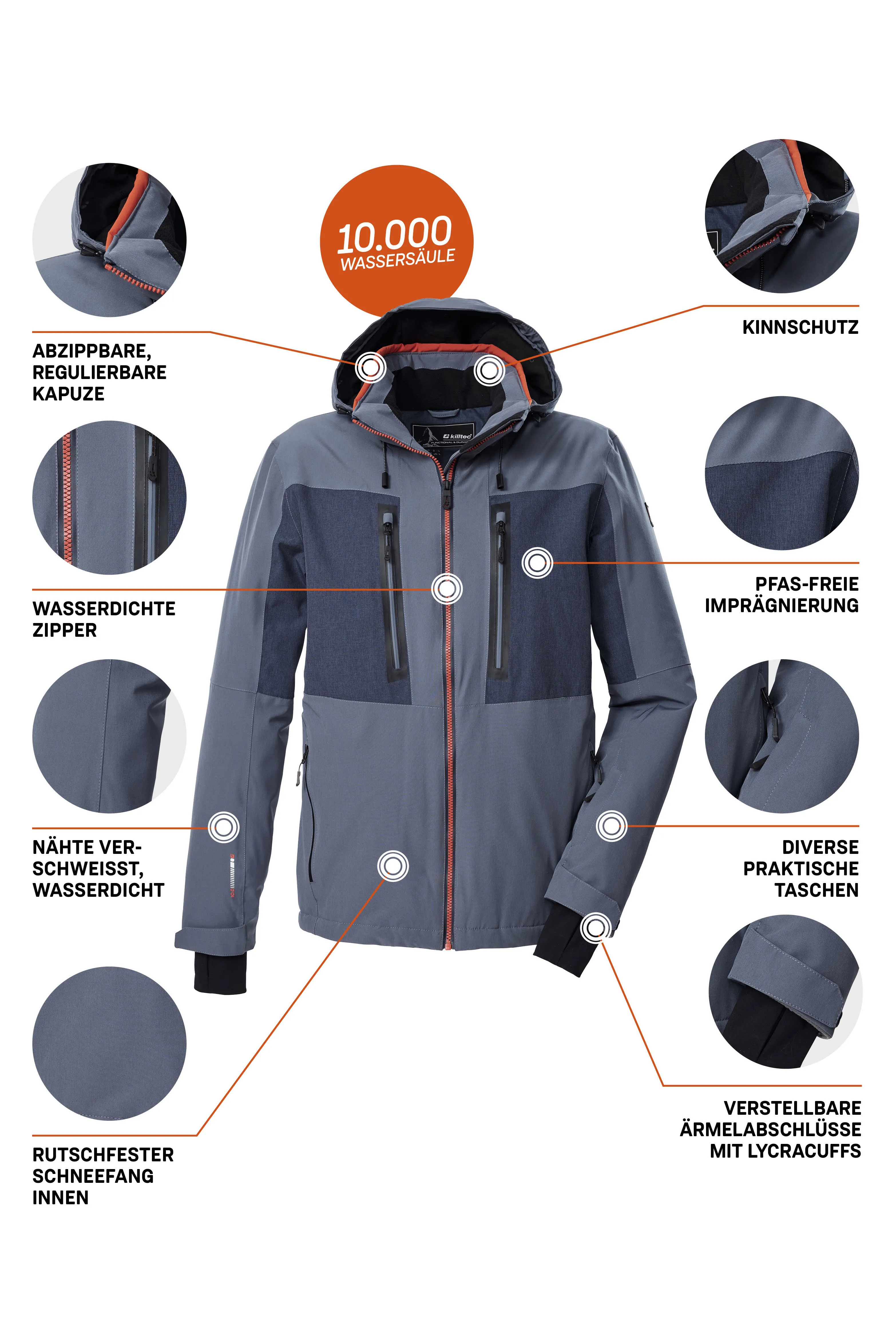 Killtec Ksw 47 Skijacke Winterjacke Herren grau