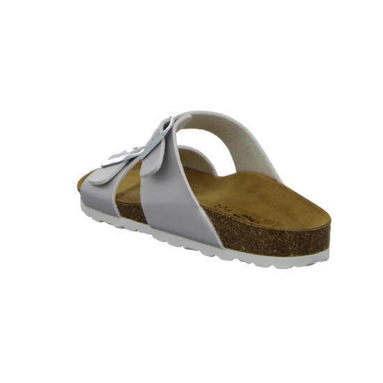 Longo Tieffußbett Pantolette Hausschuh Damen silber NEU