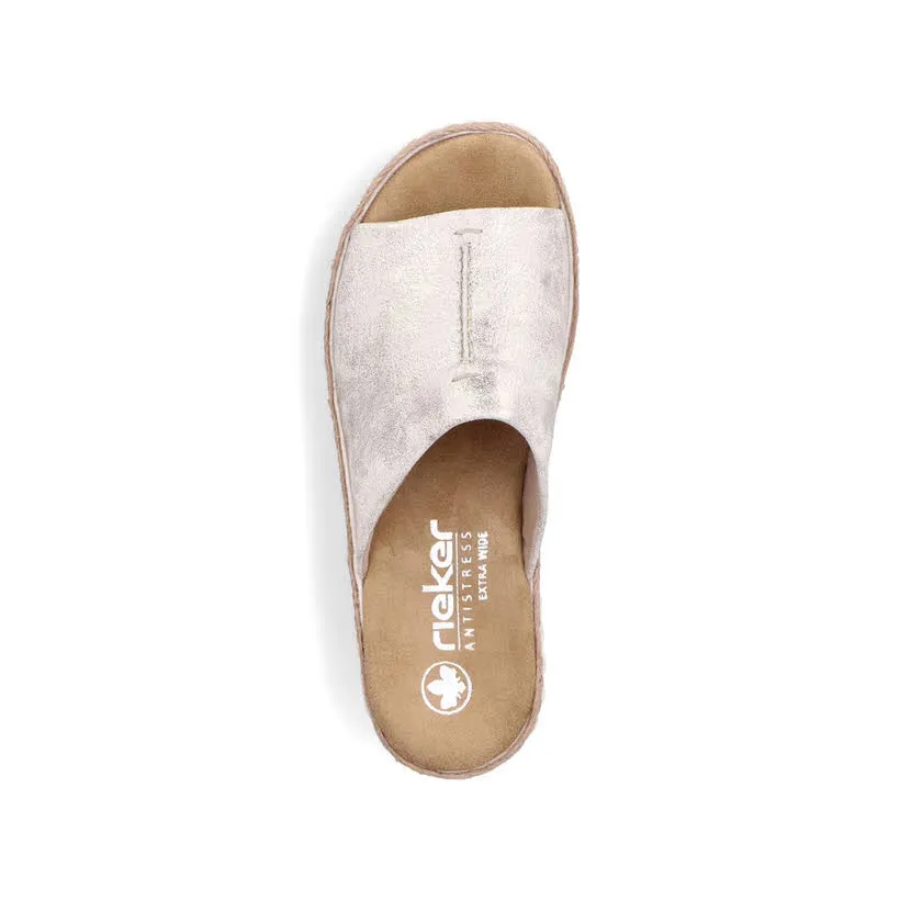 Rieker FSK Damen Sandalen Pantolette Sandale beige
