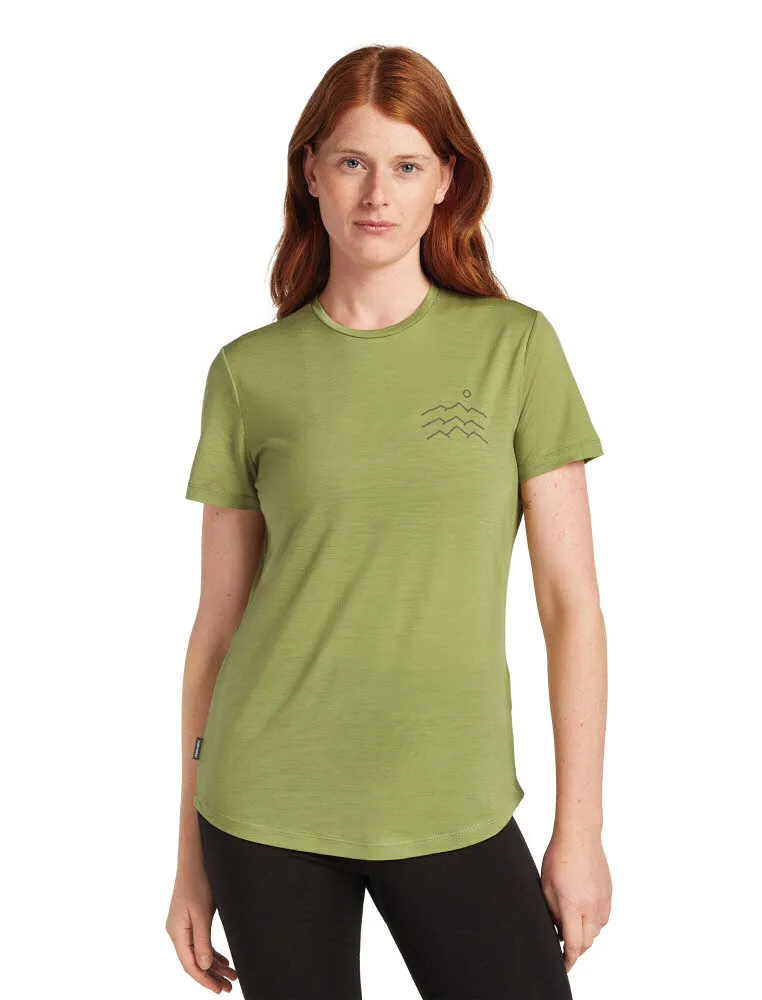 Icebreaker Merinomix 125 Cool-Lite™ Sphere Kurzarm T-Shirt Across the Peaks Damen grün