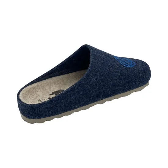 Longo Hausschuhe Damen Pantolette geschlossen blau
