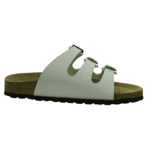 Longo Tieffußbett Hausschuhe Pantoletten Sandale Damen weiß NEU