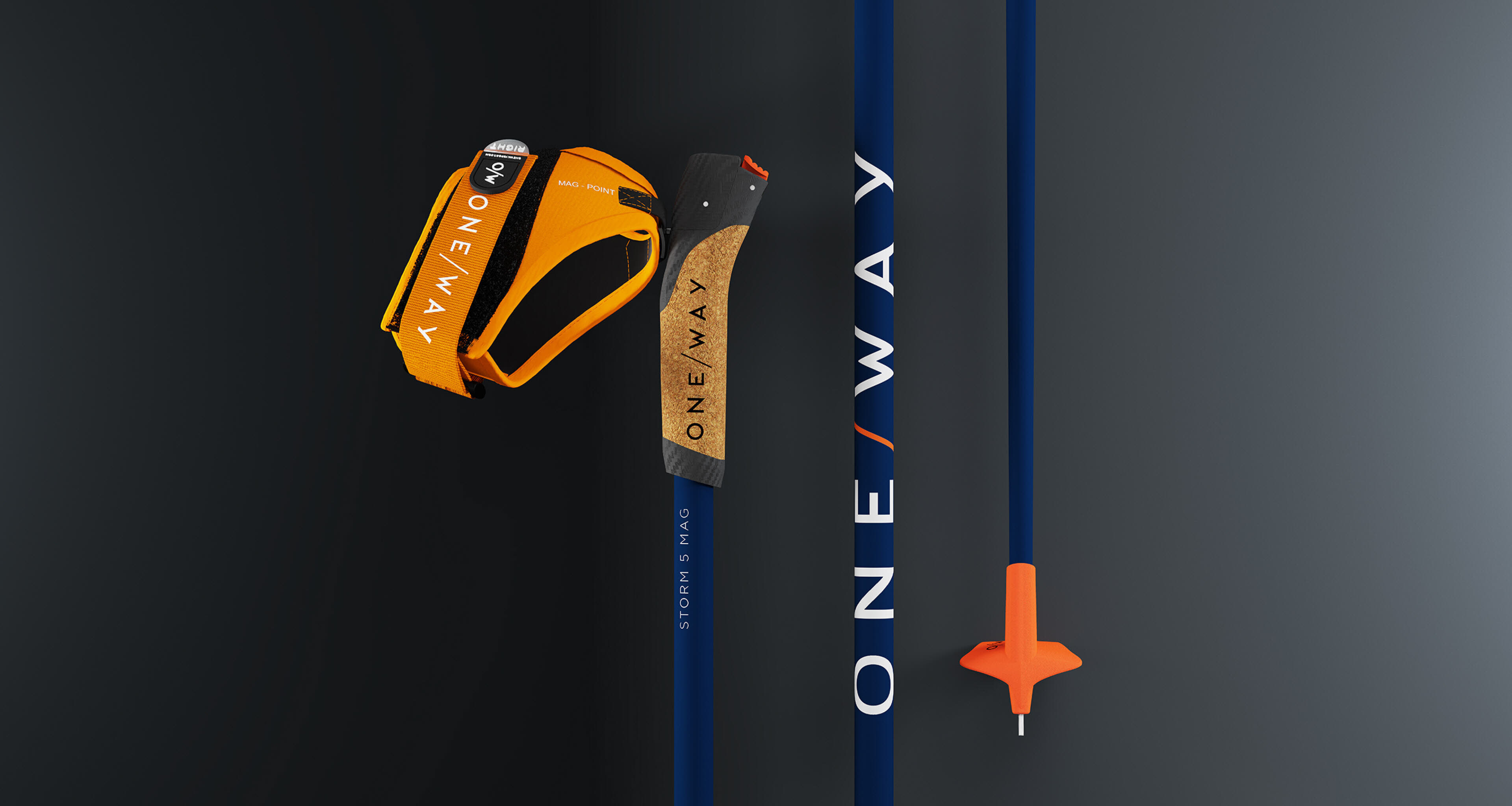 ONE WAY Storm 5 Mag Langlaufstock Nordisch Carbon Anteil blau NEU