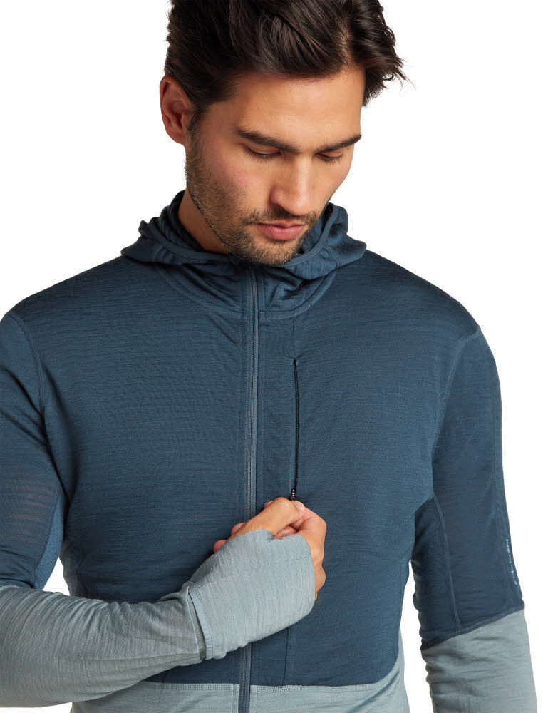 Icebreaker Merinomix 200 Realfleece™ Descender Zip-Hoodie Fleecejacke Herren dunkelblau