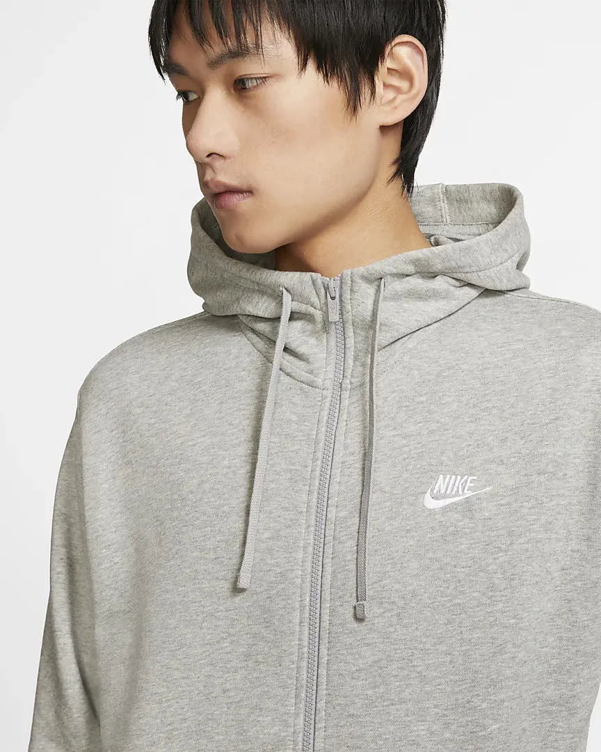 Nike M NSW CLUB HOODIE FZ FT Herren Sweatjacke Kapuzenjacke Sportweste grau NEU