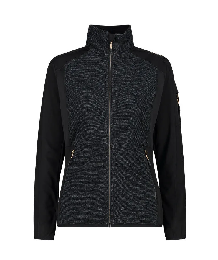 CMP Damen Hybridjacke Fleecejacke schwarz