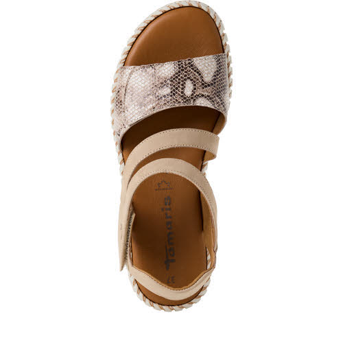Tamaris Damen Sandale Plateausandalette beige