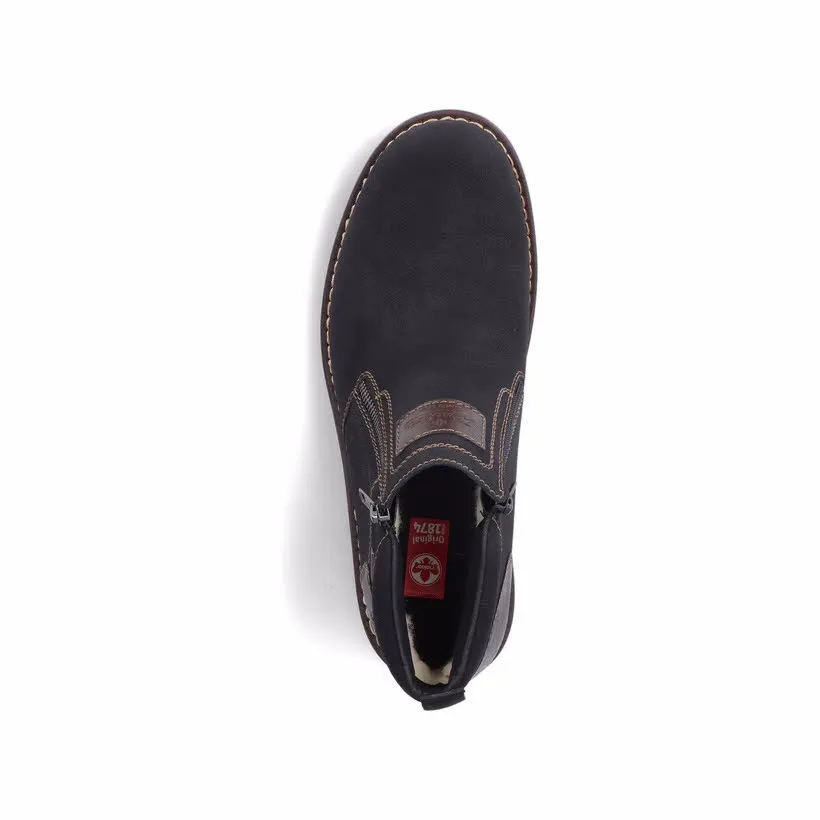 Rieker Herren Kurzstiefel Stiefelette Slipper gefüttert schwarz