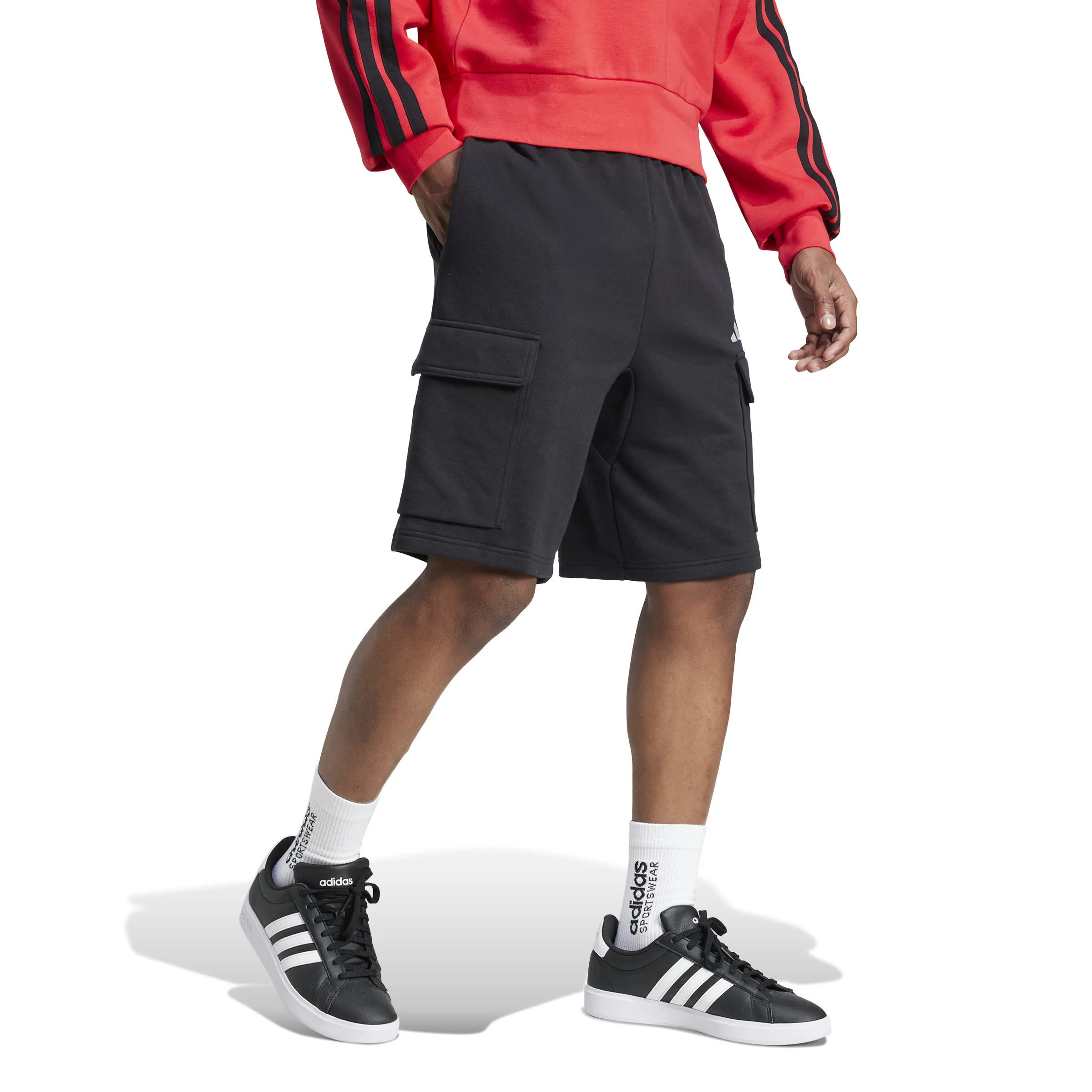 adidas Essentials Feel Cozy French Terry Cargoshorts Herren schwarz
