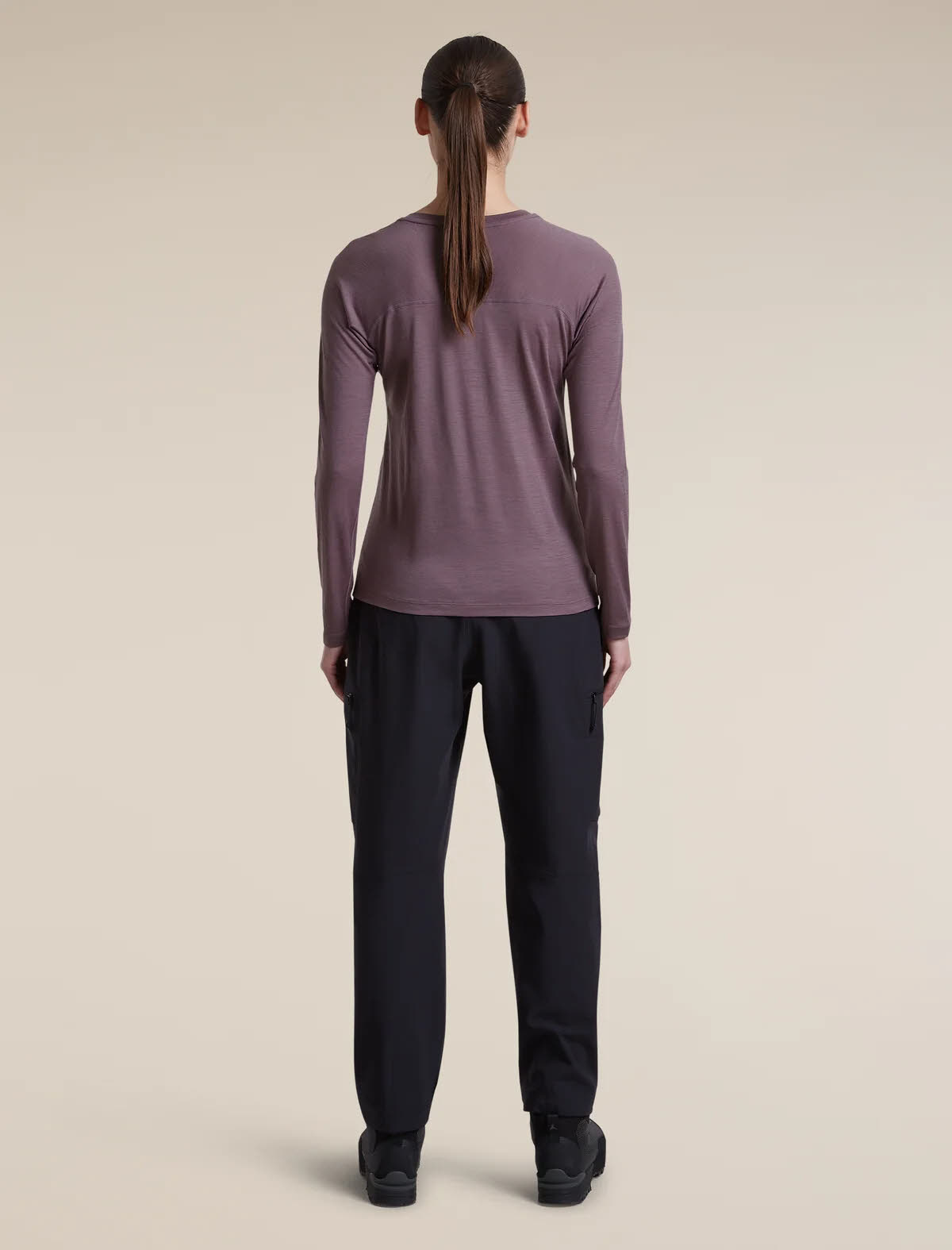Icebreaker Mer 150 Ace LS Tee Damen Langarmshirt grey / plum