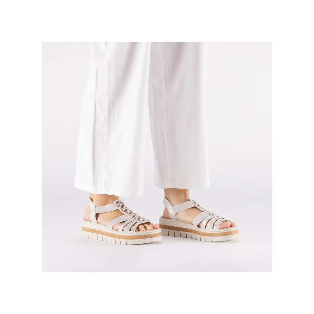 Rieker FSK Damen Sandalen Keilsandaletten silber