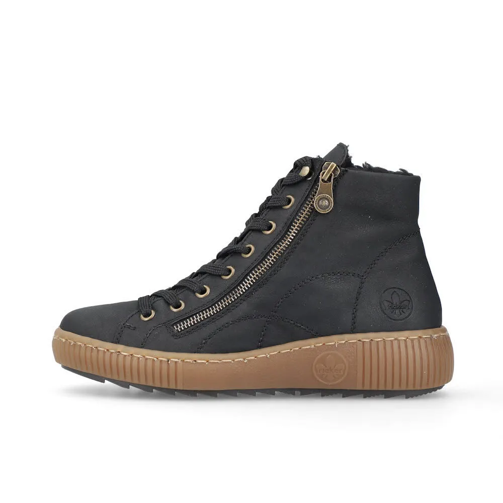 Rieker Damen Schnürstiefel Stiefeletten schwarz