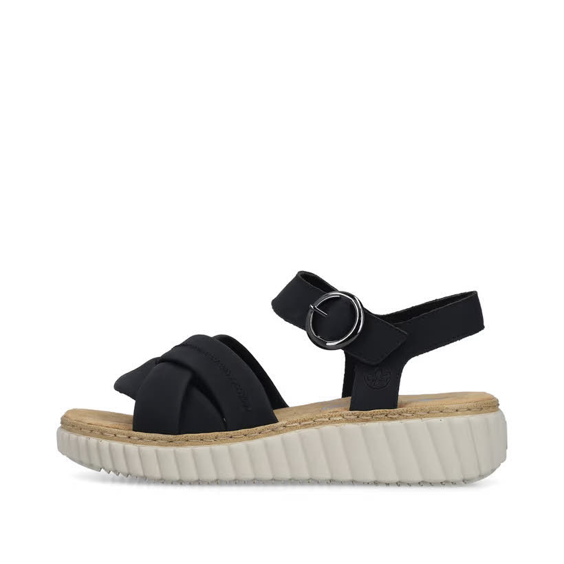 Rieker FSK Damen Keilsandaletten Sandaletten schwarz