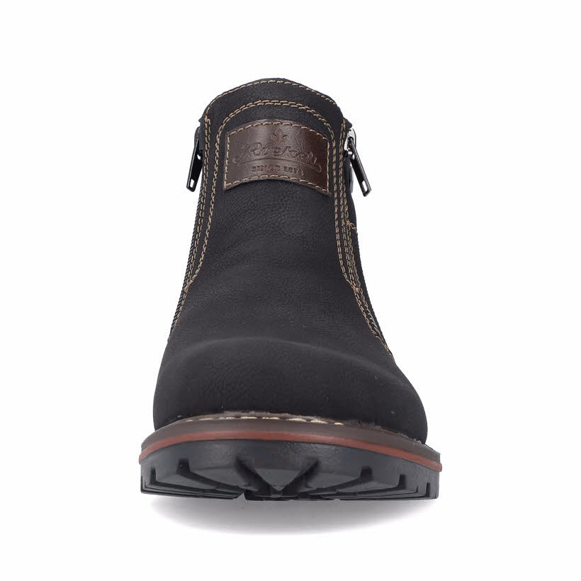 Rieker Herren Kurzstiefel Stiefelette Slipper gefüttert schwarz