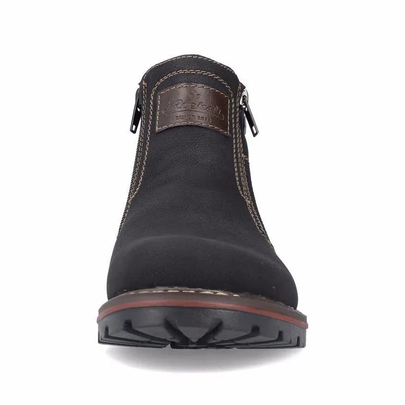Rieker Herren Kurzstiefel Stiefelette Slipper gefüttert schwarz