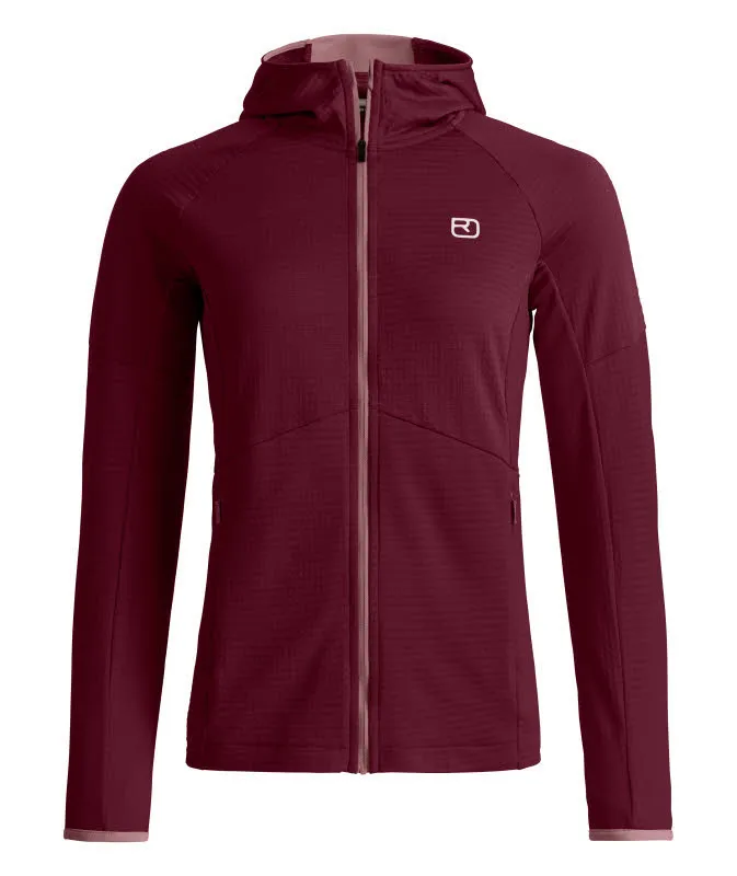 Ortovox FLEECE LIGHT GRID HOODY Damen Fleece-Hoody rot