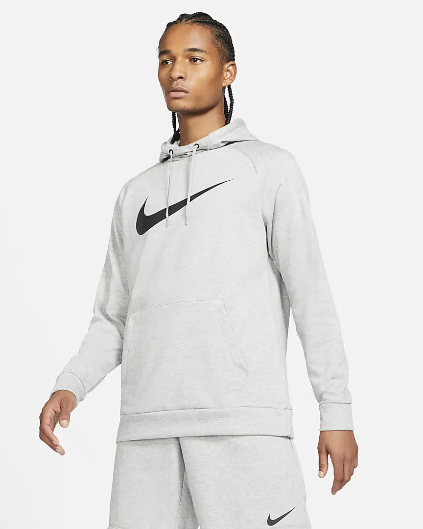 Nike DRI-FIT MEN'S PULLOVER Sportswear Herren Hoodie Kapuzenpullover Grau NEU