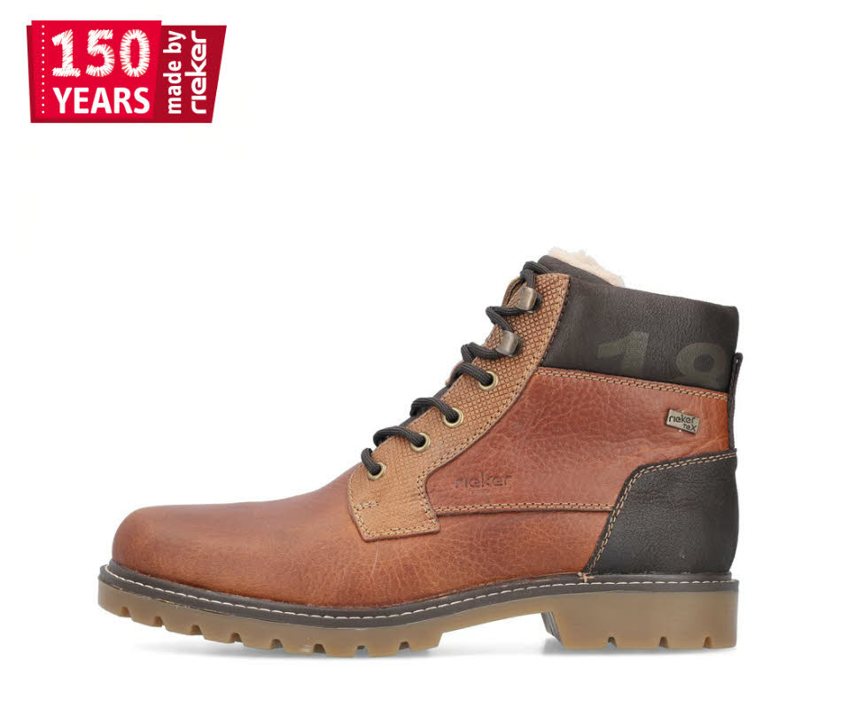 Rieker Herren Stiefeletten Schnürstiefel gefüttert karamellbraun