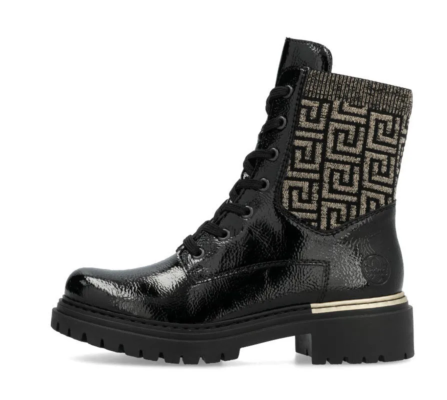 Rieker Damen Stiefelette Schnürer urbanschwarz