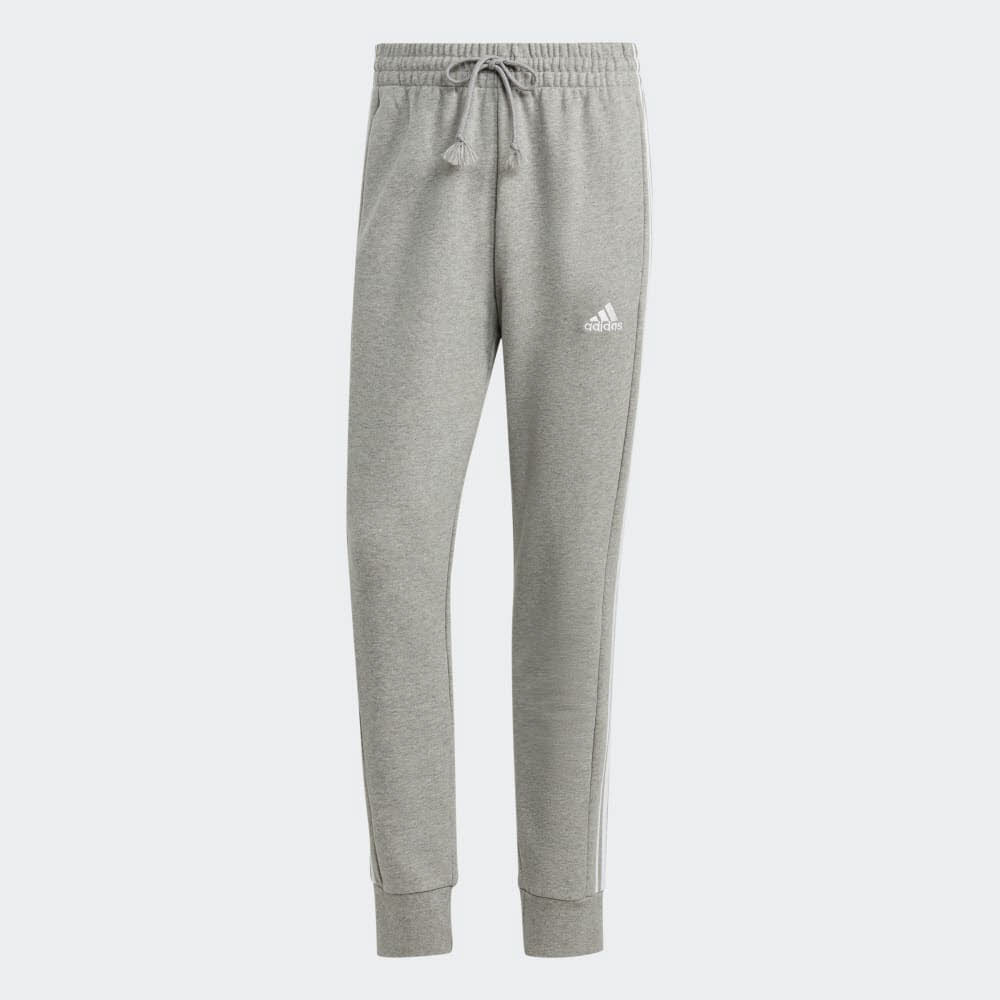 adidas ESSENTIALS FRENCH TERRY TAPERED CUFF 3-STREIFEN Herren Hose Jogginghose grau