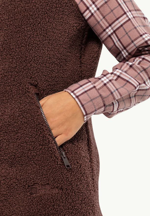 Jack Wolfskin High Curl Long Vest W Fleeceweste Damen dunkelbraun
