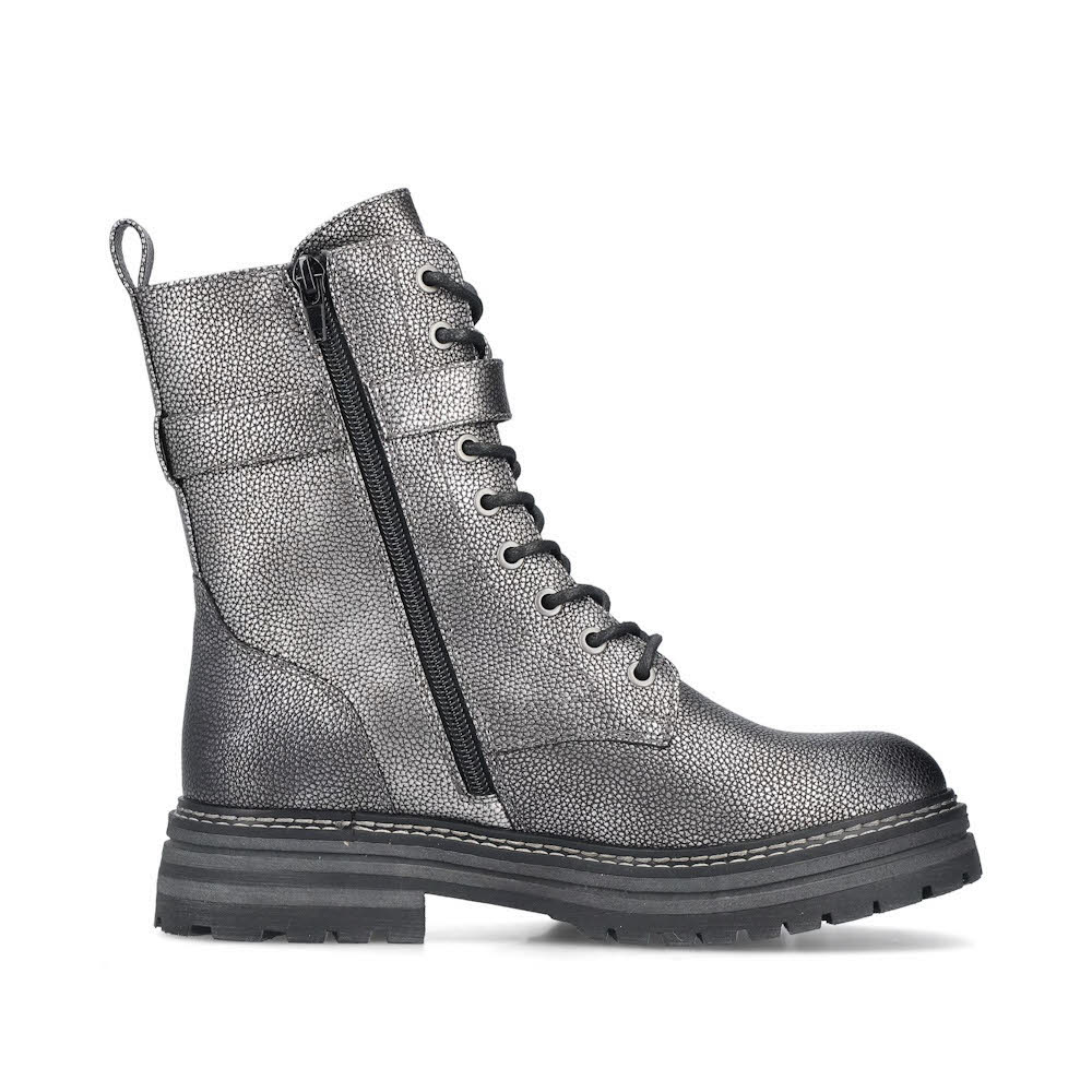 Rieker Biker Boots Damen Kurzstiefel Freizeitstiefel silber