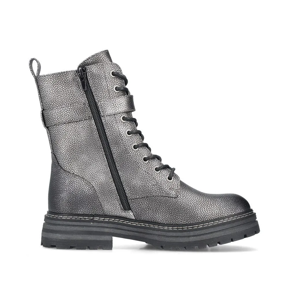 Rieker Biker Boots Damen Kurzstiefel Freizeitstiefel silber