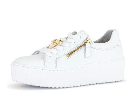 Gabor Damen Schnürschuhe Sneaker Nappa (Bumblebee) weiss gold