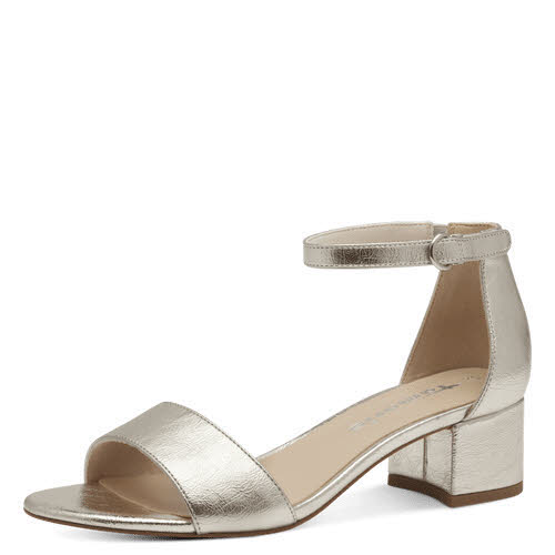 Tamaris Damen Sandalette Absatzsandale platin gold