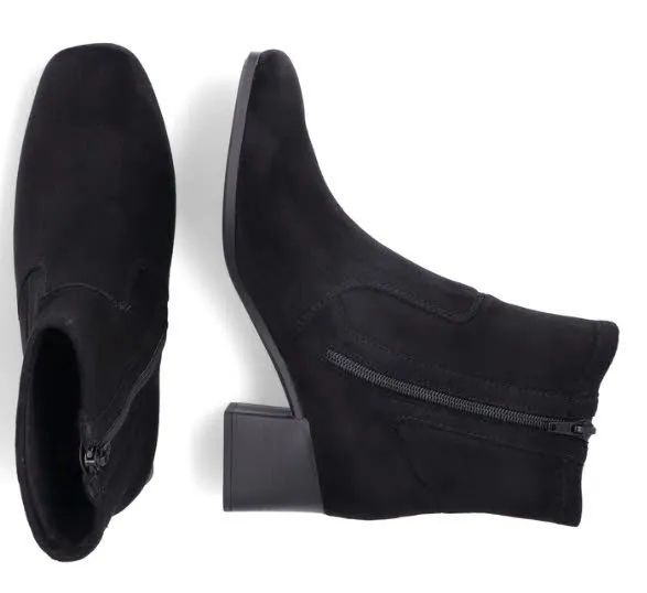 Rieker Damen Stiefeletten Slipper Modeschuh Absatzschuh schwarz