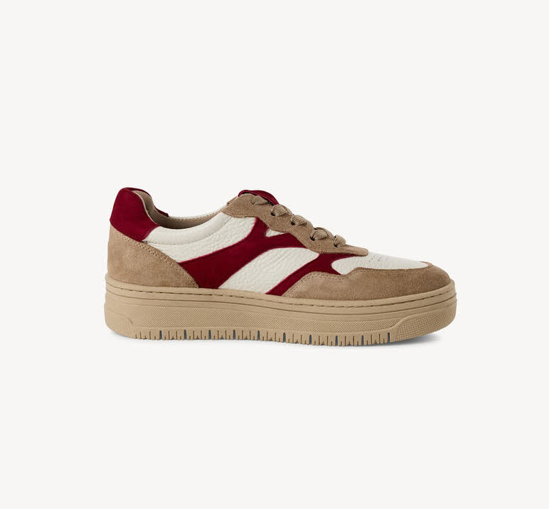 Tamaris Women Lace-up Damen Sneaker beige/rot