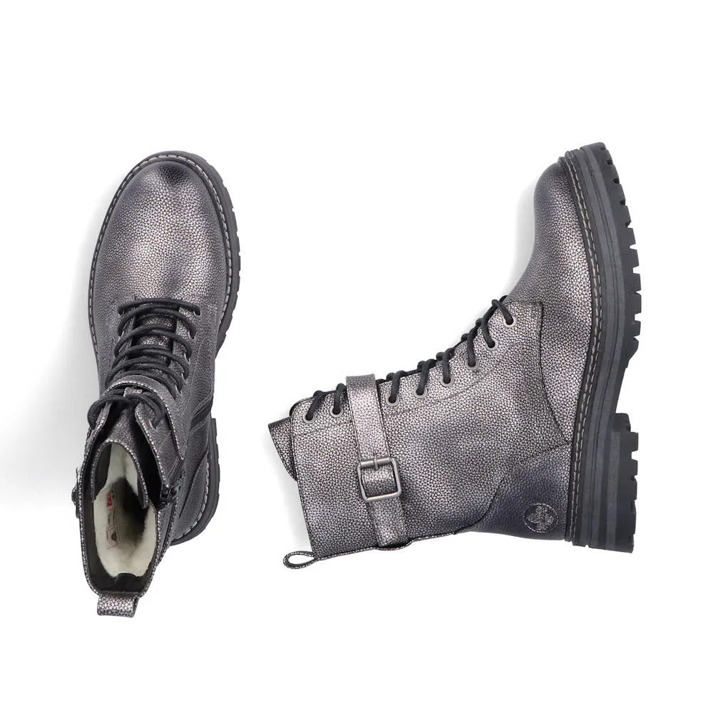 Rieker Biker Boots Damen Kurzstiefel Freizeitstiefel silber