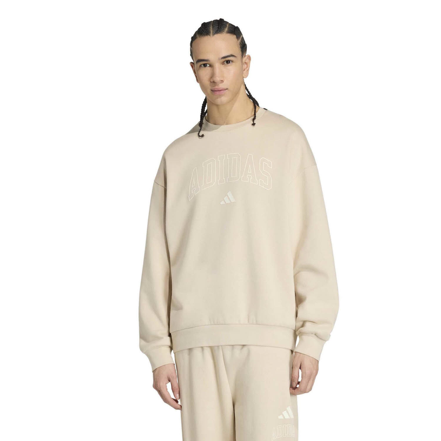 adidas Seasonal Essentials Collegiate Fleece Crew Herren Sweatshirt Pullover beige