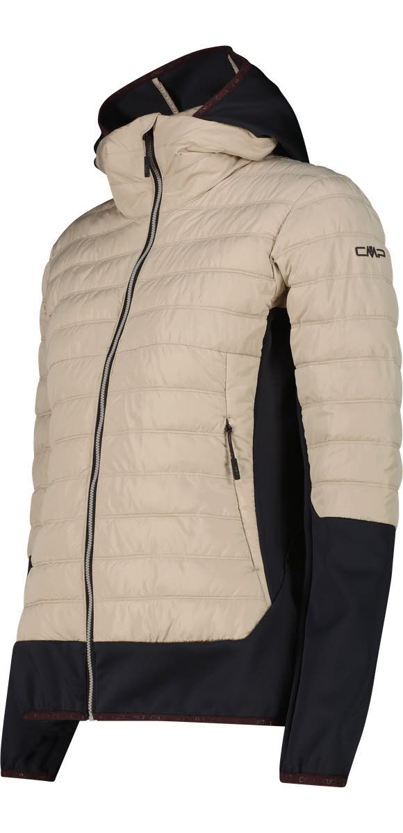 CMP WOMAN JACKET HYBRID FIX HOOD Damen Winterjacke Kapuzenjacke beige