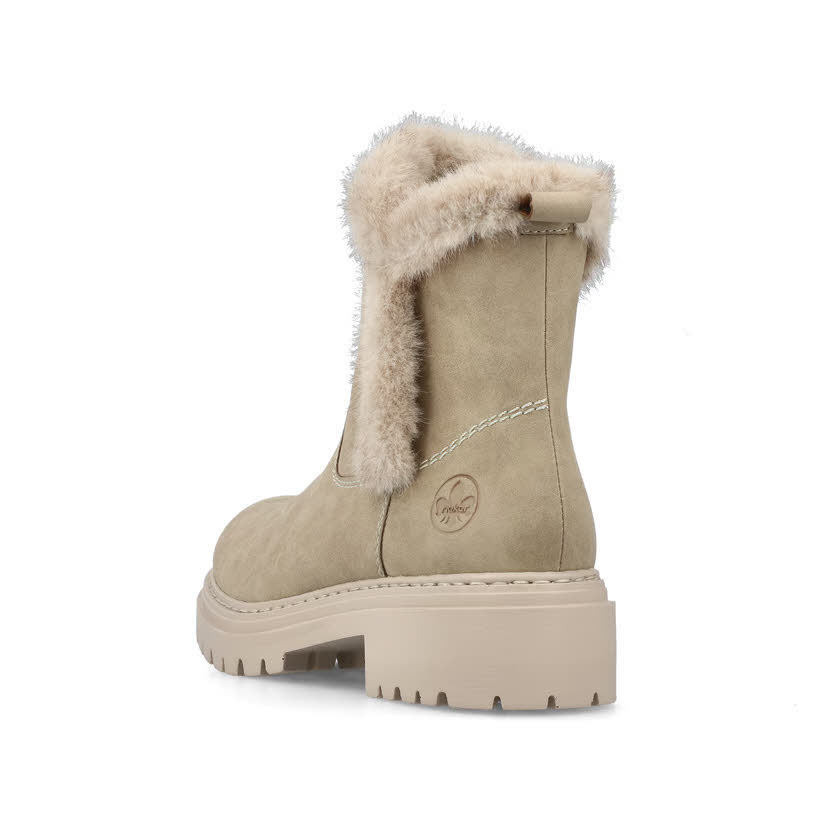 Rieker Damen Stiefeletten Kurzstiefel gefüttert beige