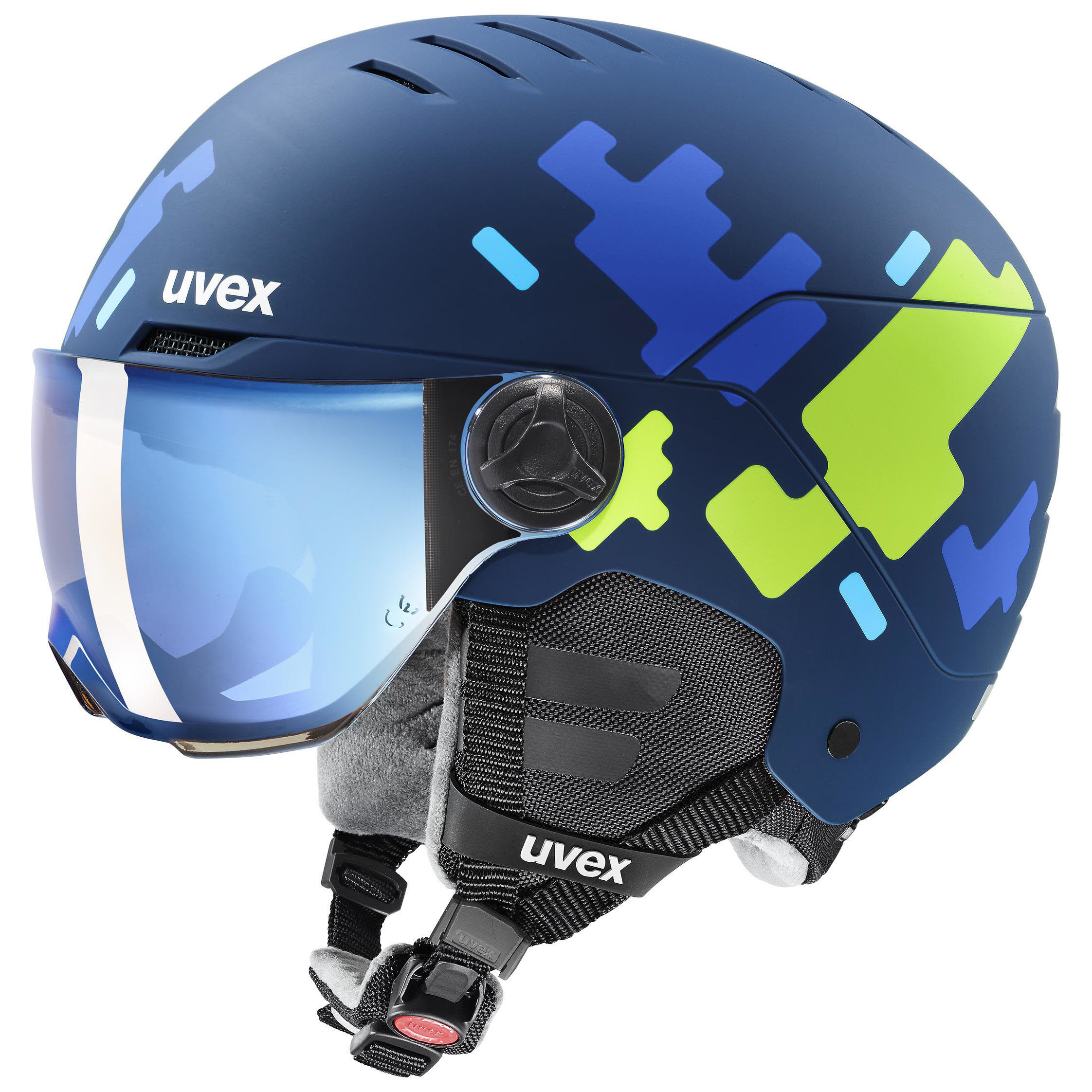 Uvex rocket jr visor Skihelm Visier Helmset Kinder blau grün