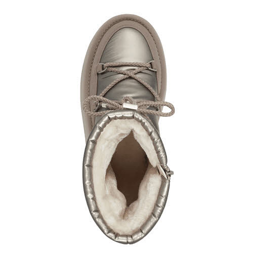 Tamaris Damen Boots Stiefelette Slipper gefüttert beige gold