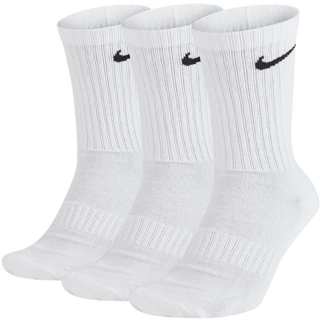 Nike Everyday CushionedCrew-Trainingssocken (3 Paar) Unisex Sportsocken Tennissocken weiß NEU