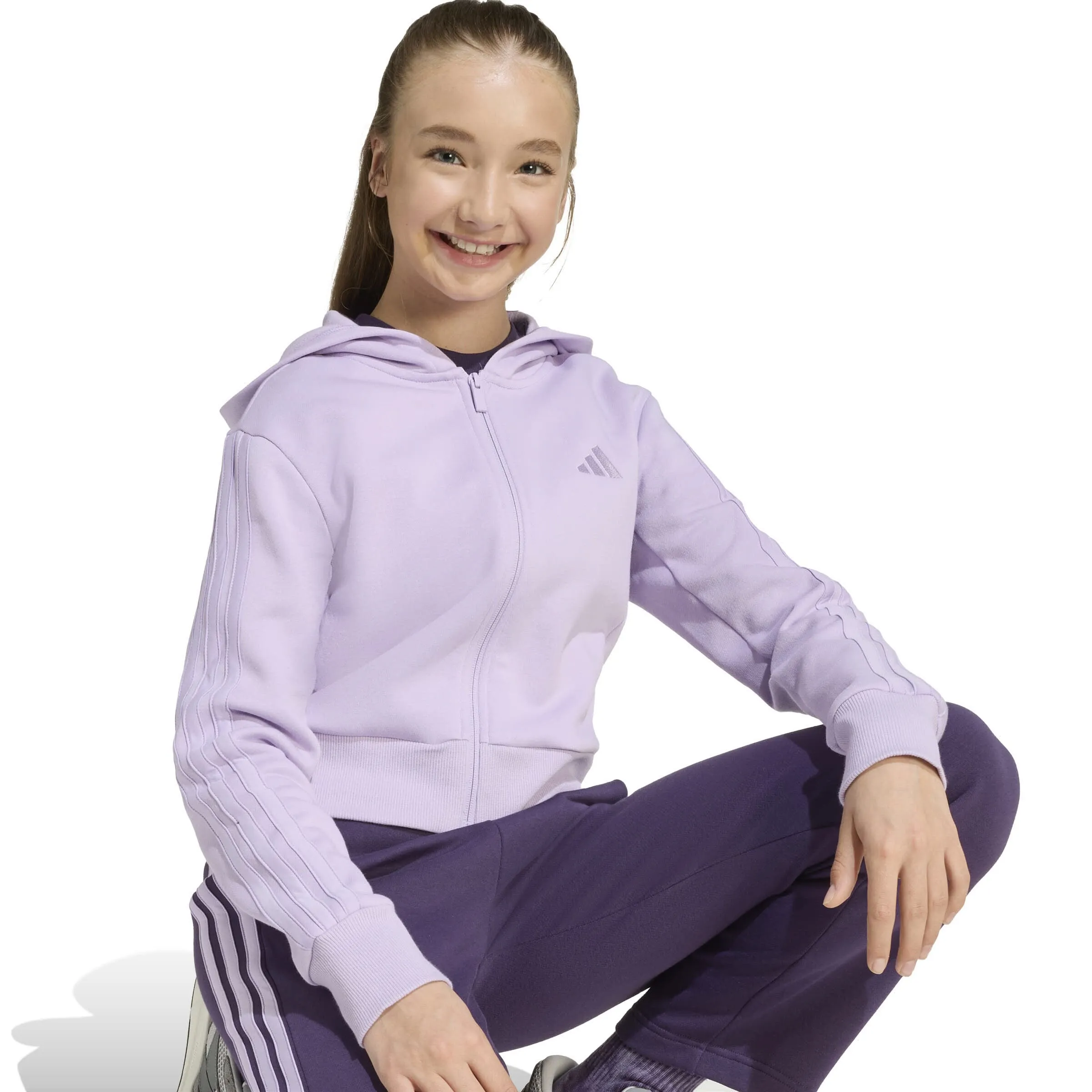 Adidas JG 3S FL TS 240 Mädchen Trainingsanzug Sportanzug lila