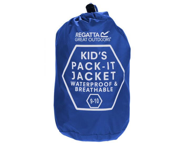 Regatta Pack-It-III Jungen Regenjacke Sport Freizeit blau NEU