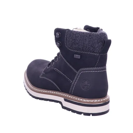 Rieker Herren Schnürstiefel Stiefelette Schnürer gefüttert schwarz