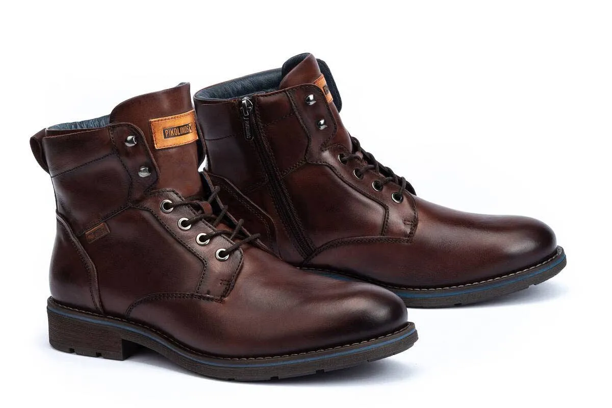 Pikolinos York Herren Siefelette Schnürrer gefüttert Leder Businessschuhe braun NEU