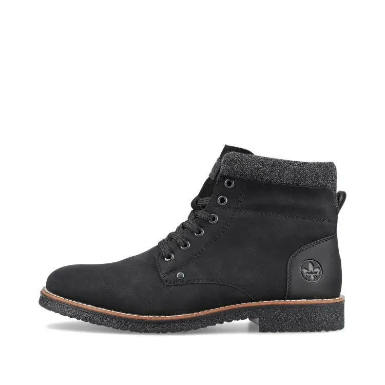Rieker Herren Schnürstiefel Stiefelette Modeschuh gefüttert schwarz NEU