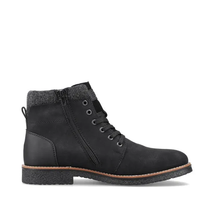 Rieker Herren Schnürstiefel Stiefelette Modeschuh gefüttert schwarz NEU